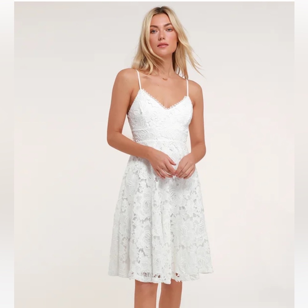 Lulu’s white lace dress L NWT